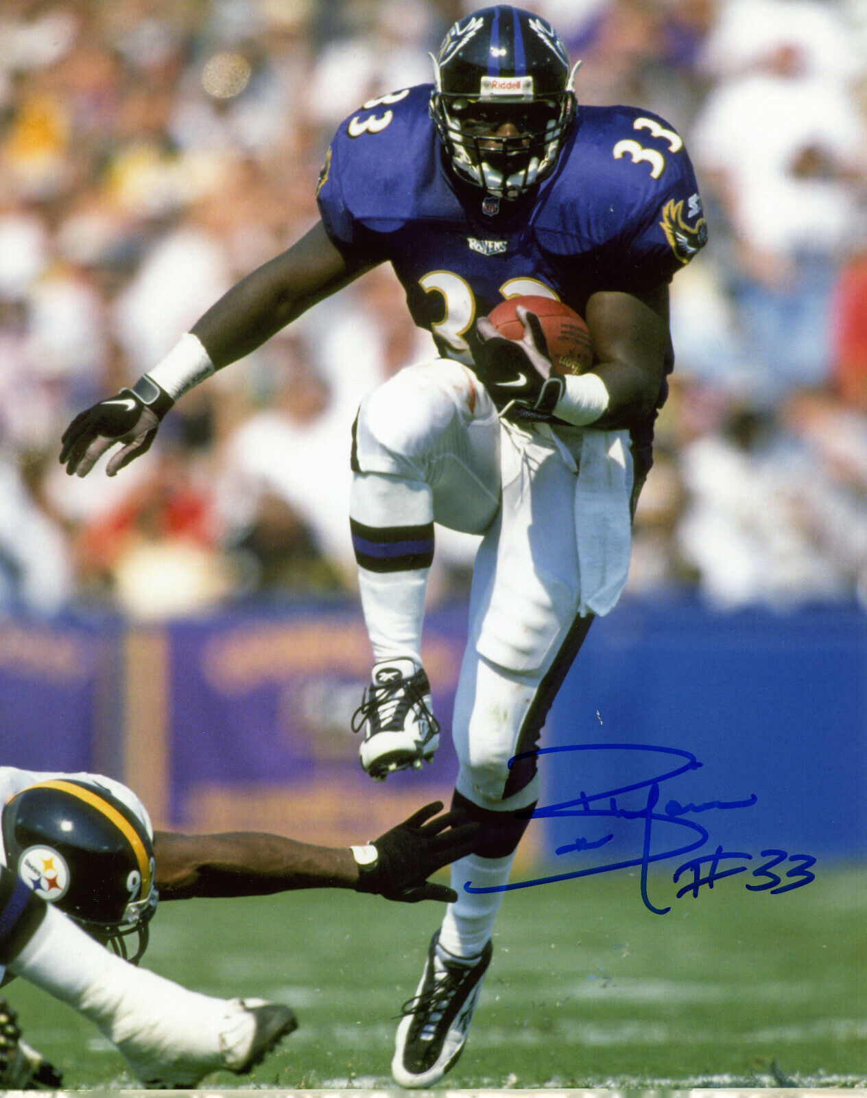 Bam Morris autographed 8x10 Baltimore Ravens In Person #3