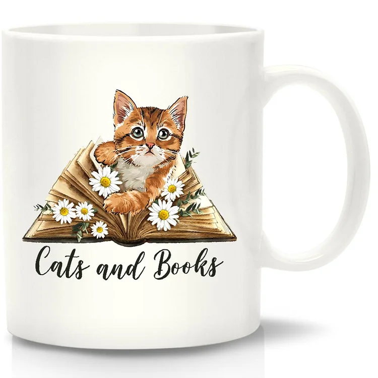 Cats And Books White Mug-Annaletters