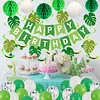 Birthday Decorations, Happy Birthday Banner with Birthday Balloons, Honeycomb Balls, Hanging Swirls, Circle Dots Garland, Happy Birthday Party Decorations for Women Men Boys Girls (Green)