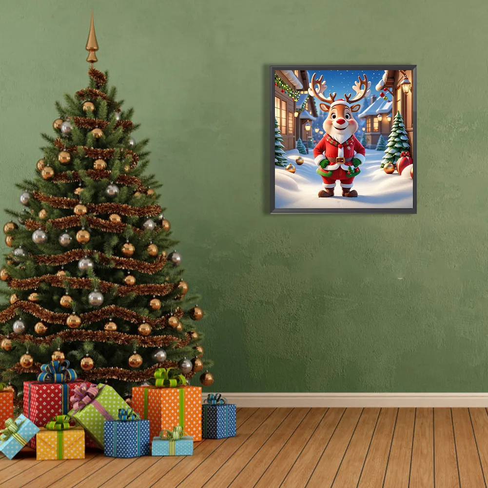 Diamond Painting - Full Round Drill - Christmas Deer(Canvas|40*40cm)