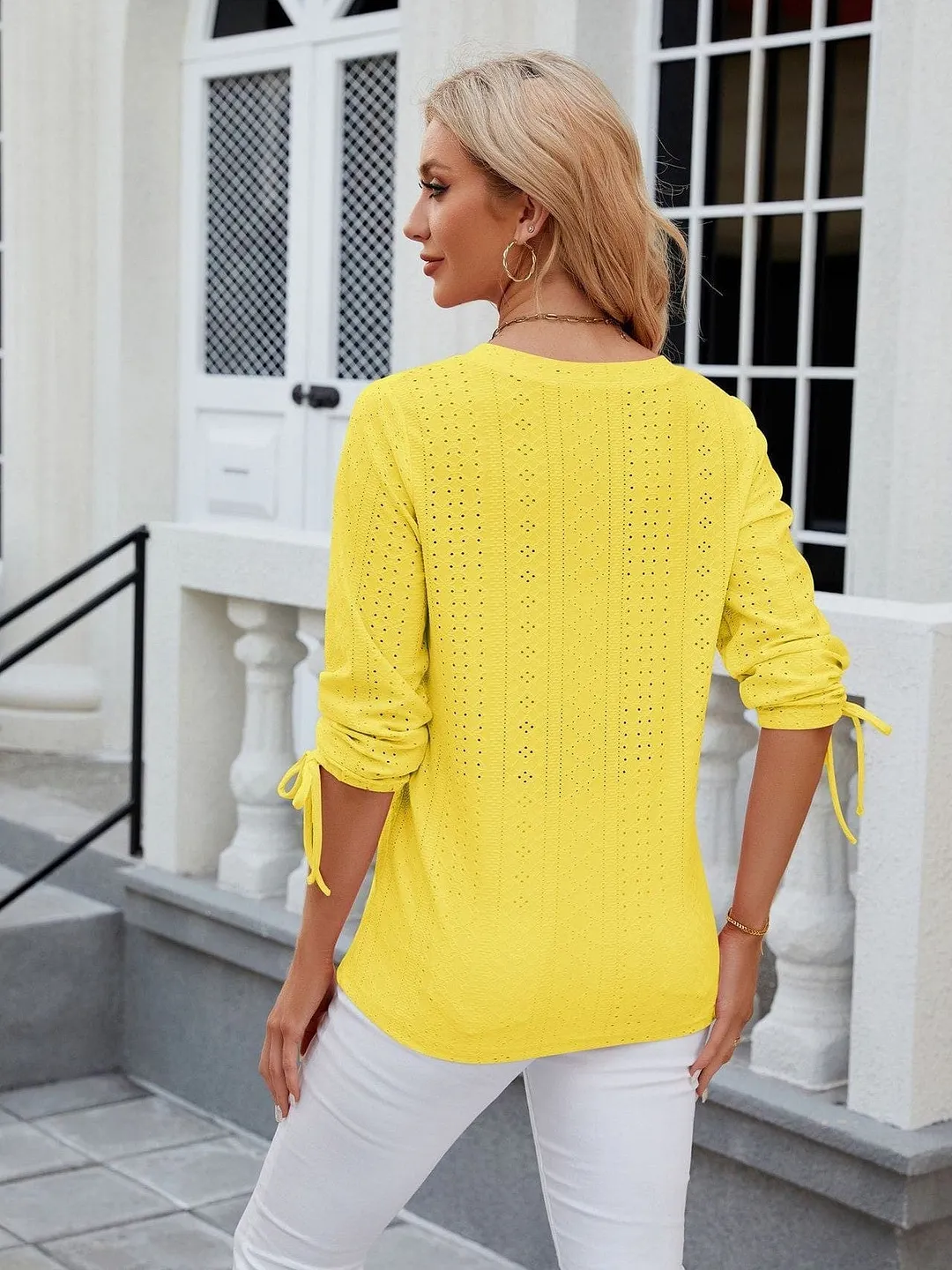 Grey Ribbed Knit Top with Short Sleeves