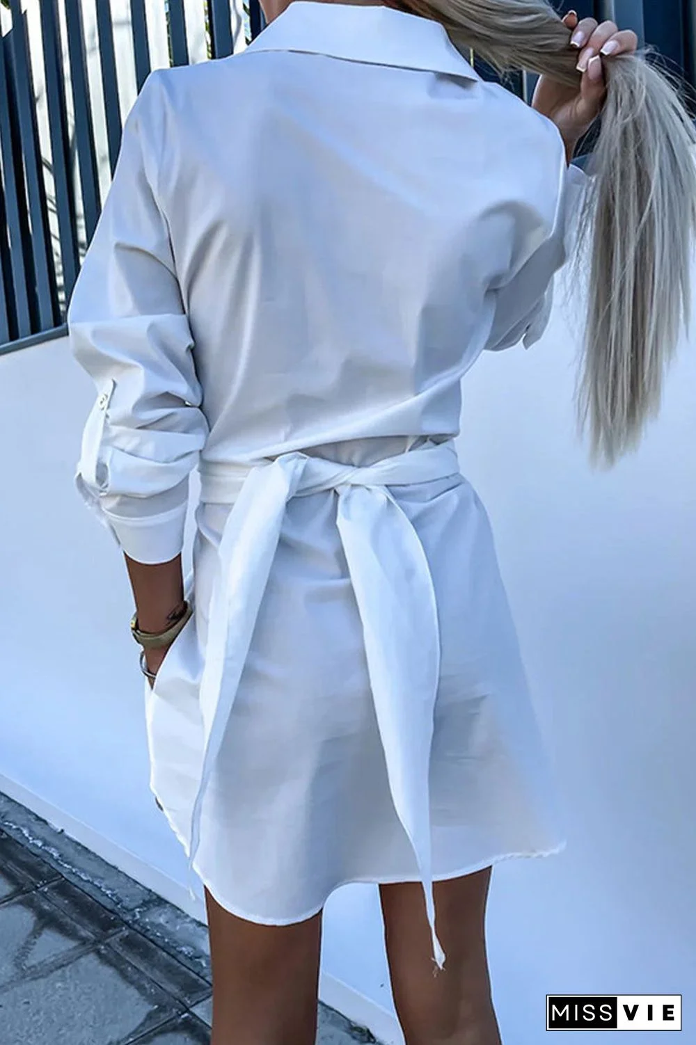 Casual Simplicity Solid Pocket Shirt Collar Shirt Dress Dresses