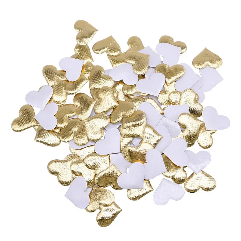 100Pcs 35mm Romantic Sponge Satin Fabric Heart Petals Wedding Confetti Table Bed Heart Petals Wedding Valentine Decoration