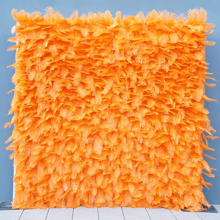 A7864 5D Orange Feather Fabric Rolling Up Cloth Flower Wall