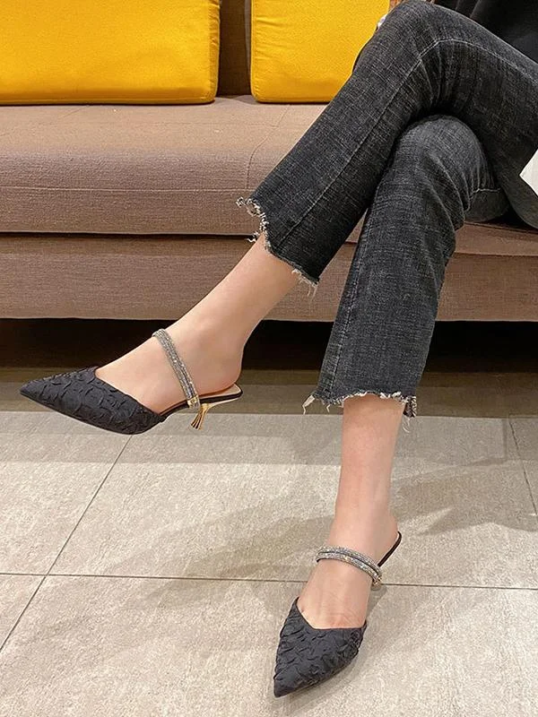 Fashion bag pointed stiletto two-wear high-heeled half slippers