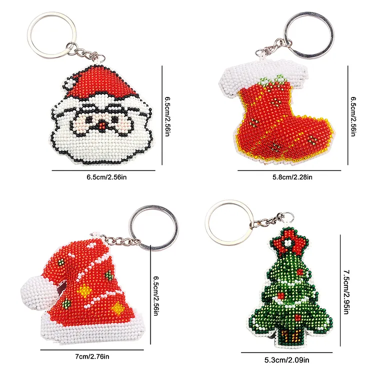 Keychain - Santa Claus Stamped Cross Stitch Bead Embroidery 6.5*6.5CM
