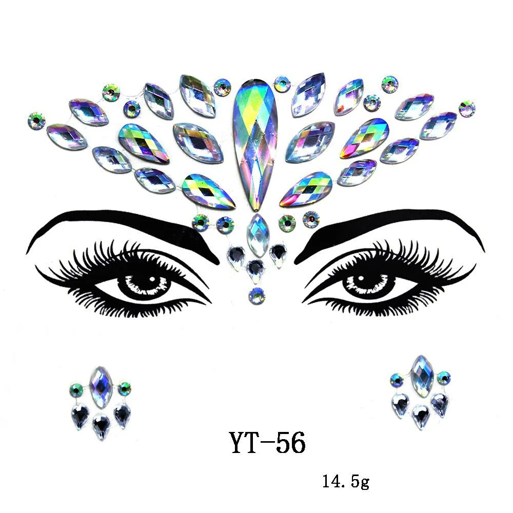 Facial Rhinestone Natural Resin Face Sticker Rhinestone Tattoo Makeup Party Christmas Party Face Decoration Makeup Stickers