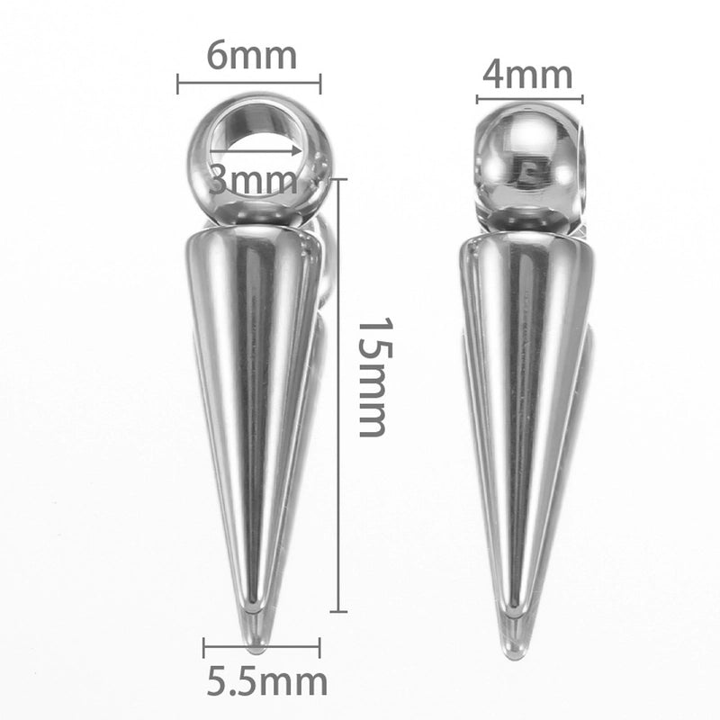 10 PCS/Package 4*10.5mm 6*10.5mm 6 * 15mm Hole 2~2.9mm Hole 3~3.9mm 304 Stainless Steel Solid Color Polished Pendant