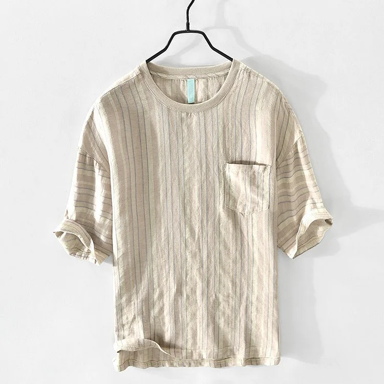 TOM HARDING STRIPED LINEN SHIRT