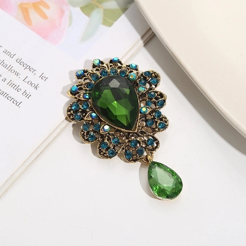 Fashion Pin Water Droplets Alloy Inlay Artificial Gemstones Women’S Brooches