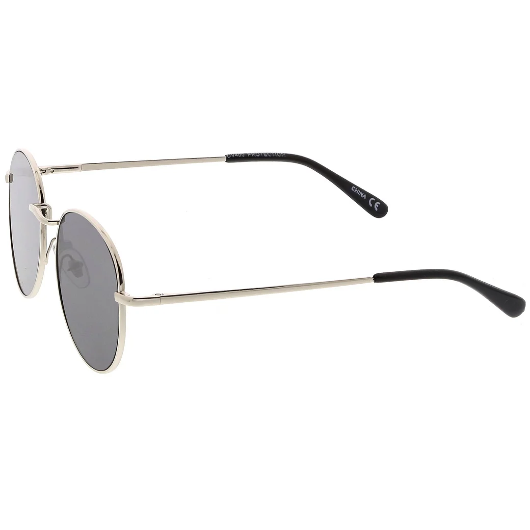 Classic Metal Round glasses With Round Flat Lens 50mm
