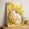 (30x40cm)DIY Pearl Painting Framed Sleeping Cat Handmade Pearl Material Art Kit Living Room Decor