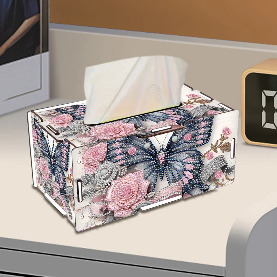 Flower Butterfly DIY Diamond Art Paper Towel Holder for Home and Office Decor