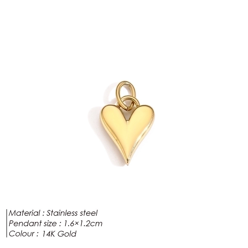 1 Piece 9*7mm 316 Stainless Steel 14K Gold Plated Heart Shape Polished Pendant