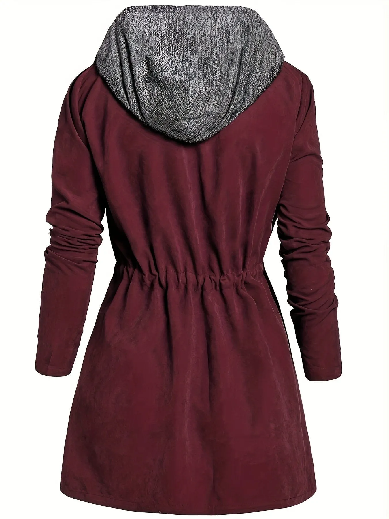 Ruched Hooded Coat Plus Size