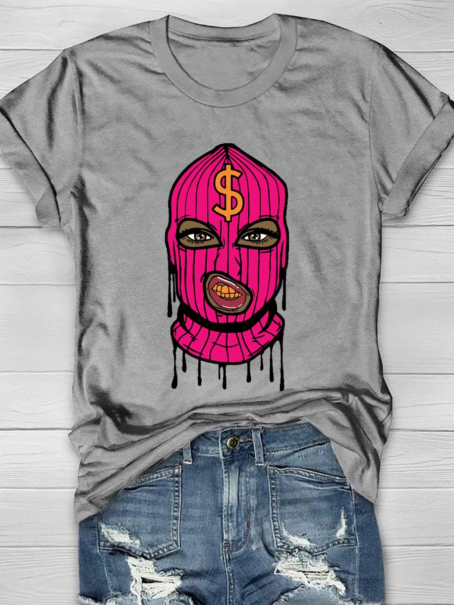 Gangster Woman Print Short Sleeve T-Shirt