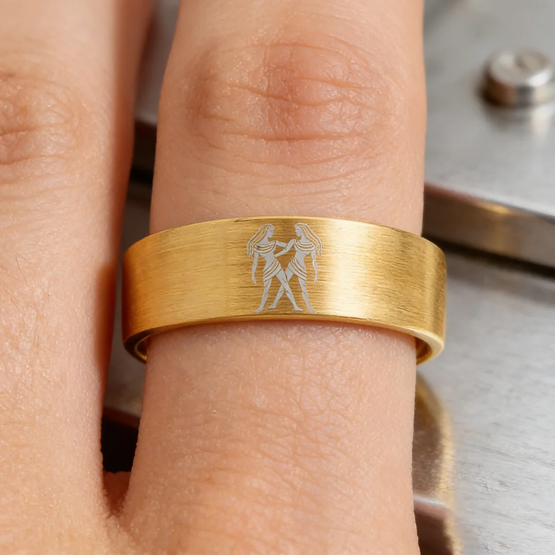 Men Women Flat Gemini Tungsten Carbide Rings Gold Couple Wedding Bands Top Comfort Fit 4MM 6MM 8MM