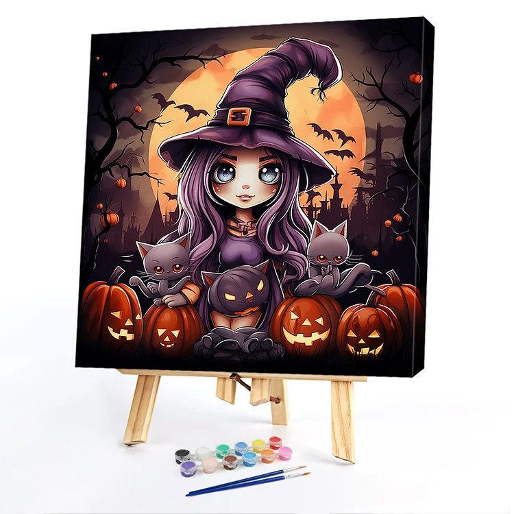 Oil Paint By Numbers - Halloween Witch - 50*50CM