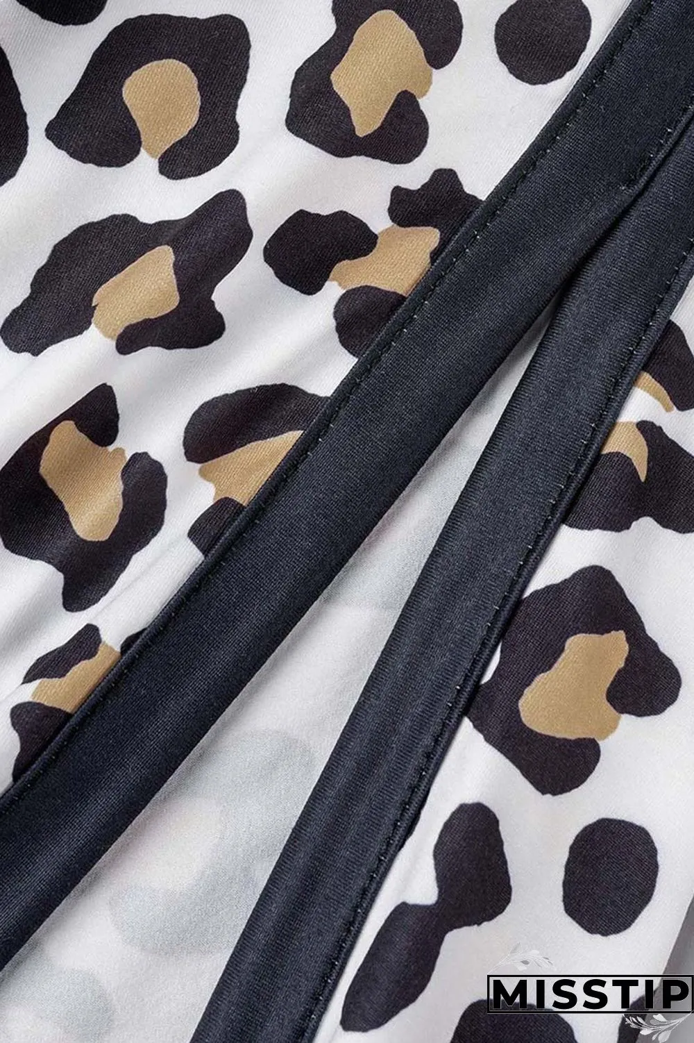 White Casual Print Leopard Patchwork Cardigan Outerwear