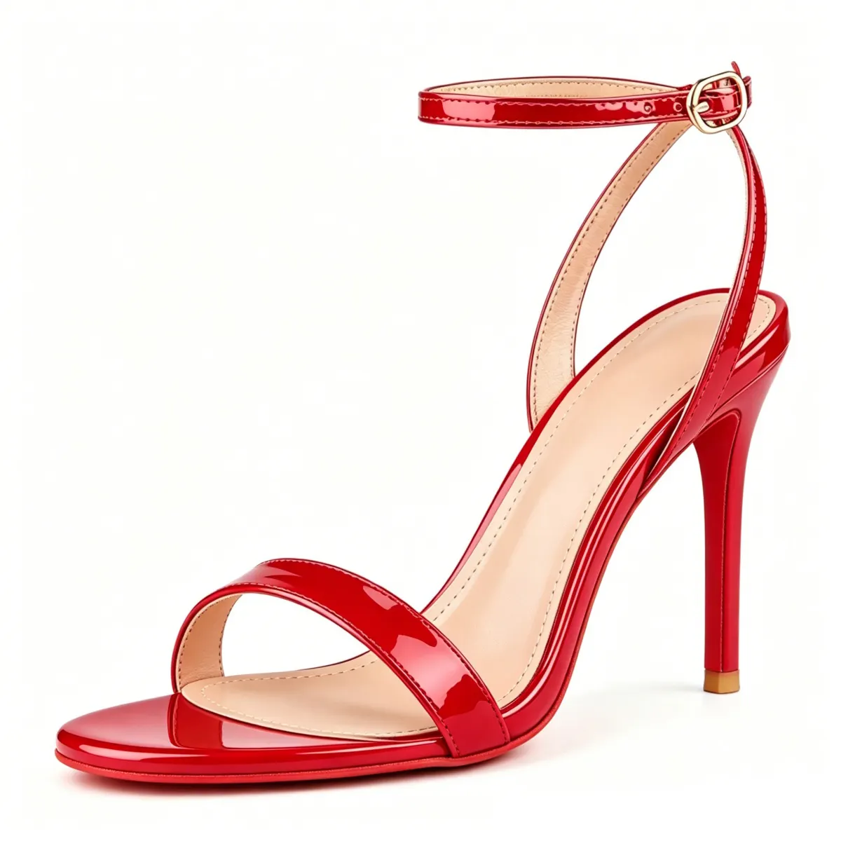 100mm round toe toe ankle strap high-heeled sandals  Red Bottom  Sandals
