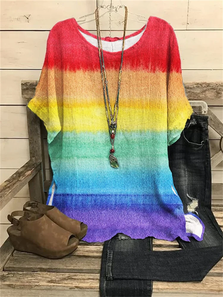 VChics LGBT Pride Rainbow Watercolor Flowy Tunic