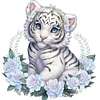 Diamond Painting -DIY Round Drill Wreath White Tigers