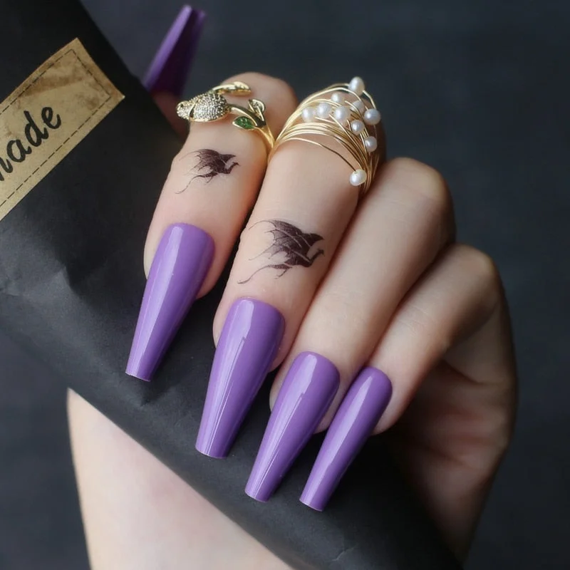 Extra gel Burgundy fasle nails Nude Long Luxury Coffin coffee Acrylic nails salon 24pcs fake nails ballet UV glossy available-Nail Inspo