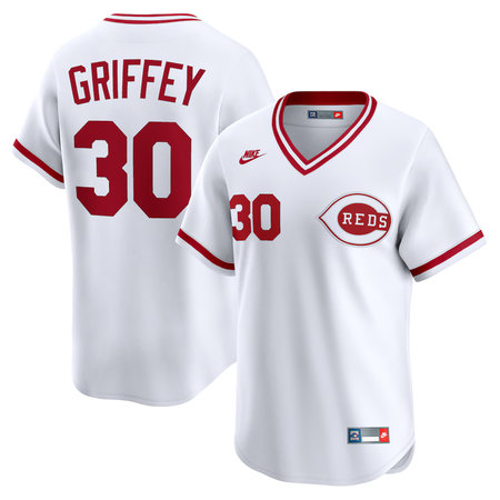 Youth Cincinnati Reds #30 Ken Griffey Nike White Throwback Cooperstown Collection Limited Jersey