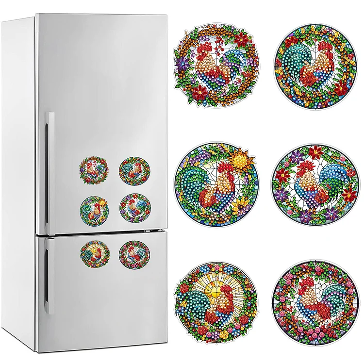 Special Shape Rooster Diamond Painting Cartoon Fridge Magnetic Stickers gbfke