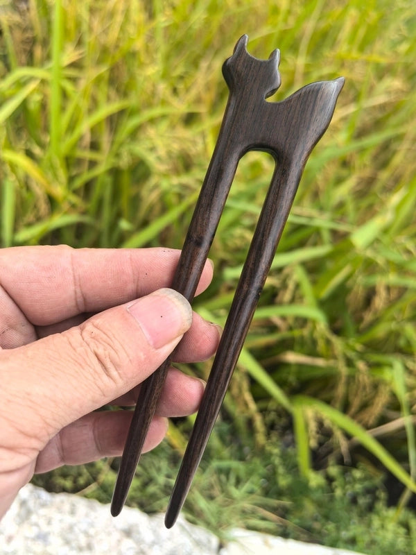 U-shaped Double Hairpin Handmade Sandalwood Hairpin Plate Headdress Simple Modern Wood Hairpin Chinese Clothing Antique Accessories Hairpin