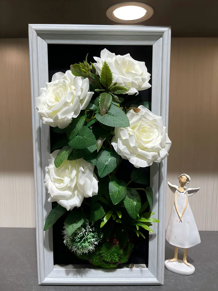 White Rose Shadow Box Floral Frame｜9.0*17.7 in