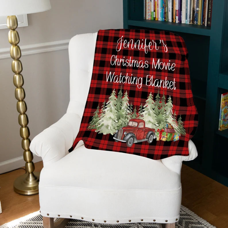 Personalized Christmas Movie Watching Blanket Family Christmas Blanket