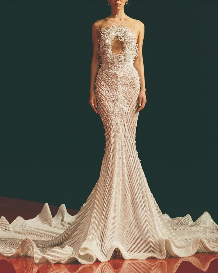 Women's Tulle Pearl Embroidery Dress