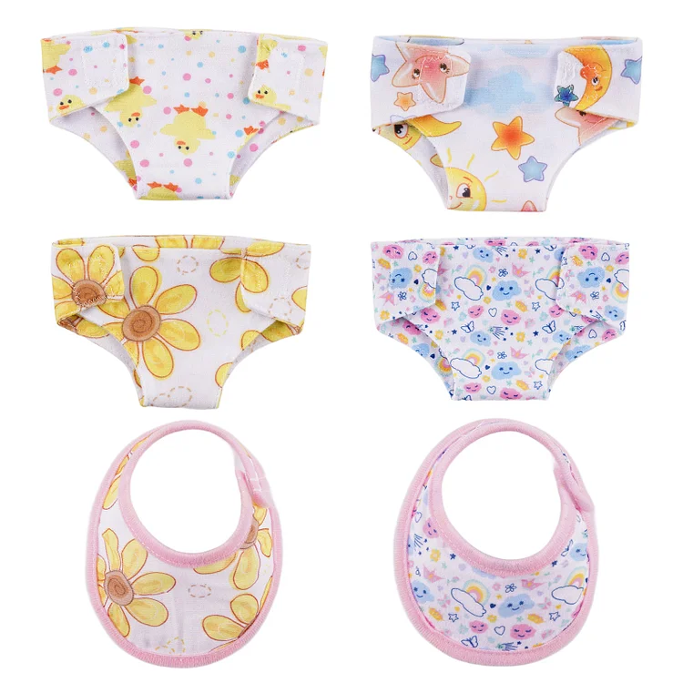 12" - 16" Bibs and Diapers 12 Pcs Reborn Baby Doll Accessories Set：Realistic Reborn Baby Dolls By Rsgdolls®