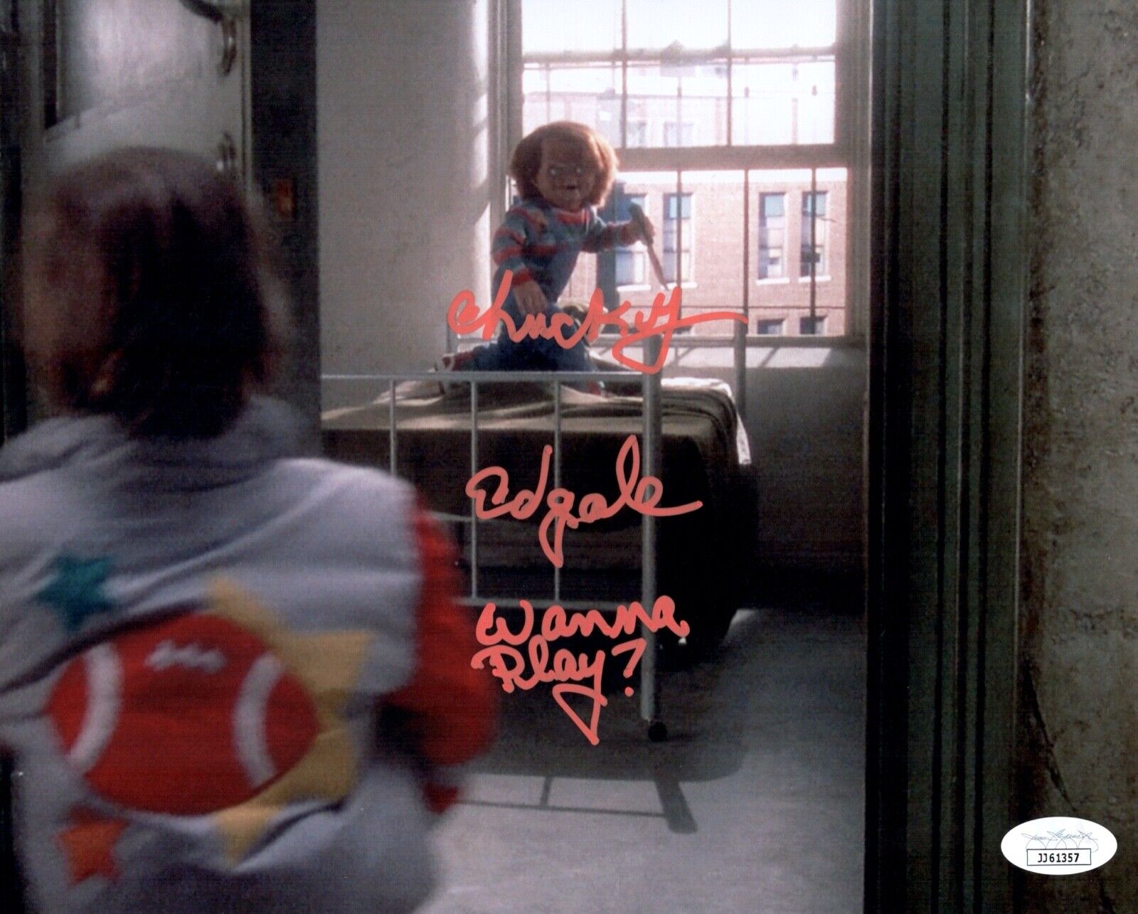 ED GALE Signed CHUCKY 8x10 Photo Poster painting Child's Play In Person Autograph JSA COA Cert