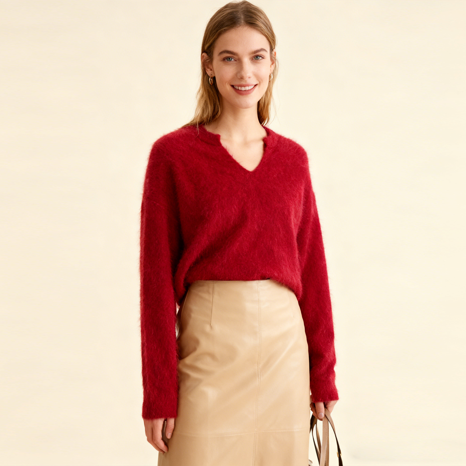 Women's Brushed Cashmere Sweater-Versatile Comfort Fit REAL SILK LIFE