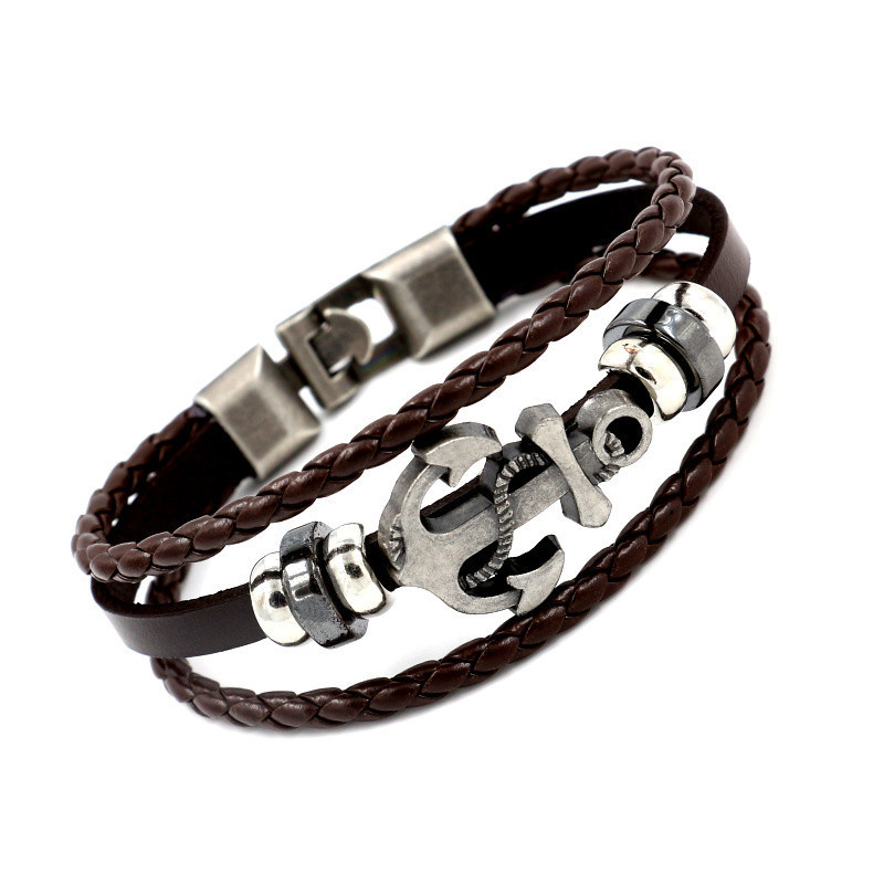 Anchor Leather Bracelet