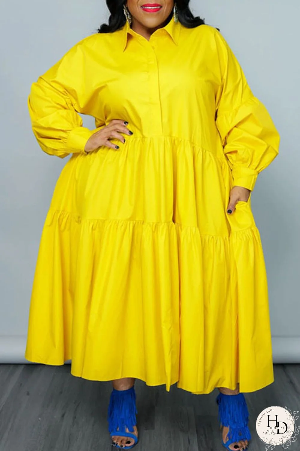 White Casual Solid Patchwork Buttons Fold Turndown Collar Shirt Dress Plus Size Dresses