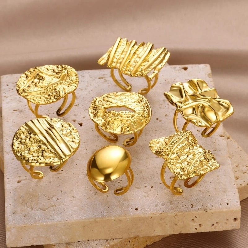 Minimalist Irregular Solid Color 304 Stainless Steel Open Rings