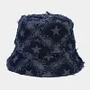 Unisex Trendy Star Frayed Edge Denim Foldable Fisherman Bucket Hat 