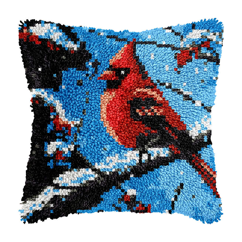 43x43cm Bird DIY Latch Hook Pillowcase Latch Hook Cushion Pillowcase for Adults
