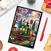 (US Local)Christmas Train A5 Size Diamond Painting Notebook Set with 4Pcs Bookmark Gift