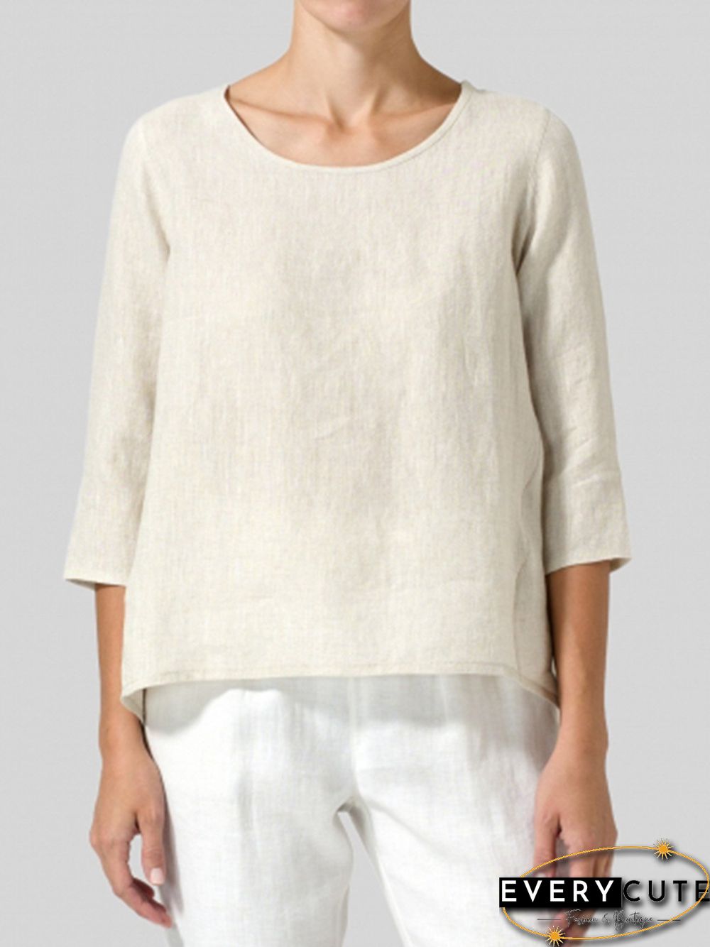 Women Casual 3/4 Sleeve Loose Tops Blouse Shirt