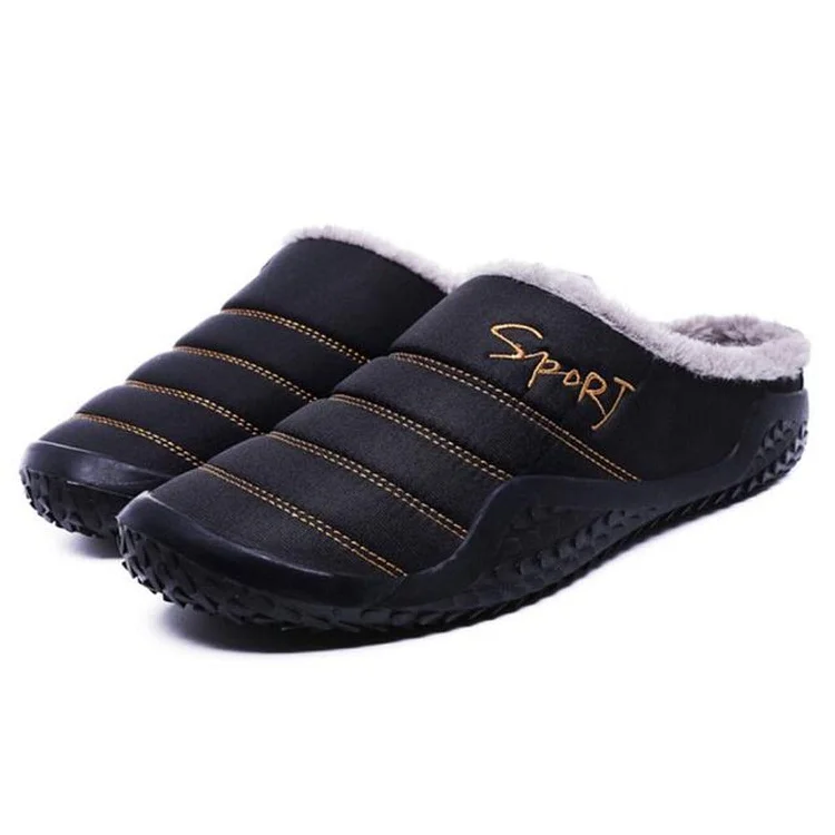 Fur Slippers For Men Warm Anti-slip Winter Shoes Radinnoo.com