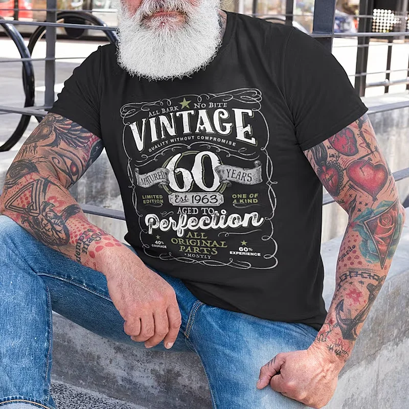 Vintage Cotton 60th Birthday Print Short Sleeve T-Shirt
