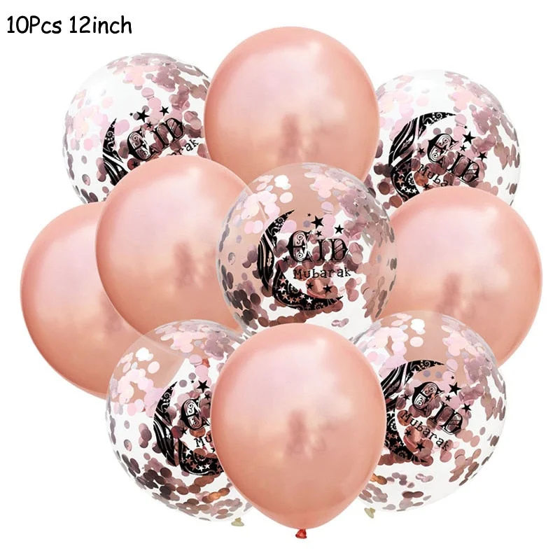 Eid Mubarak Confetti Balloons Eid Latex Balloon Muslim Festival DIY Decoration Islamic Ramadan Kareem Eid Party Supplies