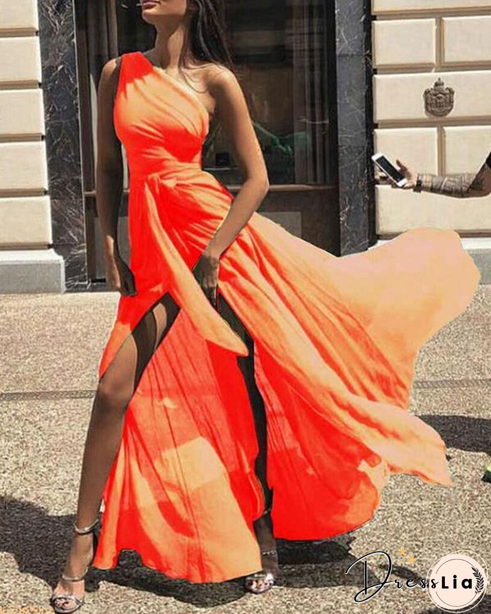 Sexy One Shoulder Sleeveless Maxi Dress