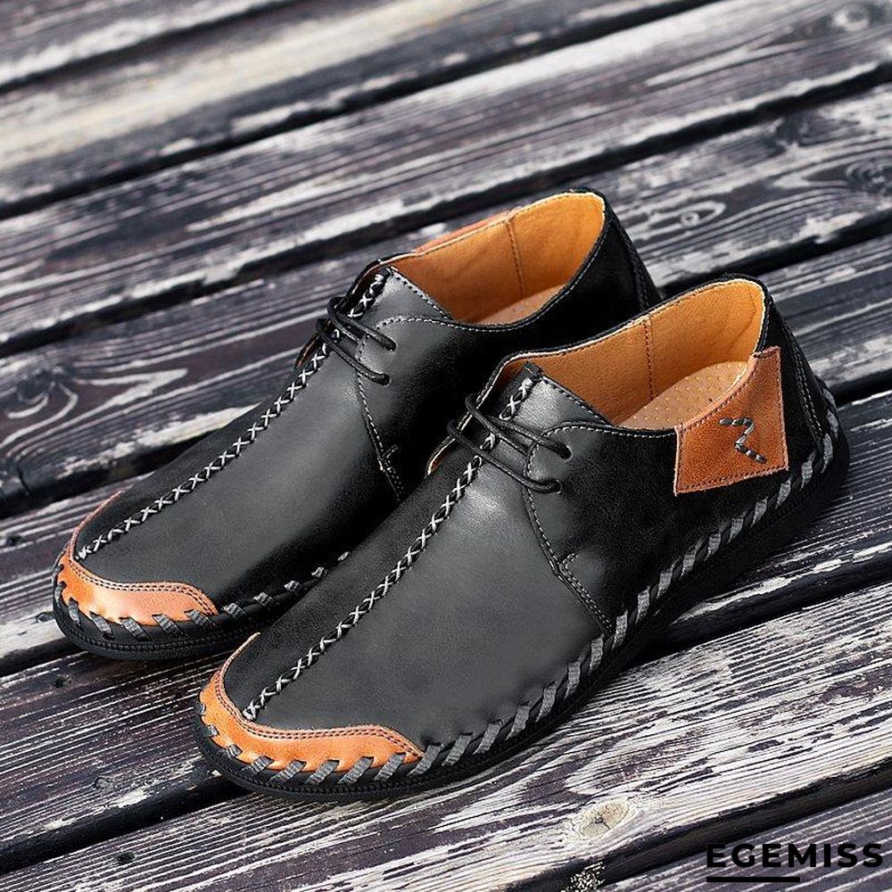 Men Casual Cow Leather Light Comfortable Split Leather Flats Shoes | EGEMISS