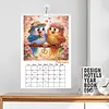 2027 Pearl Owl DIY Paper Diamond Painting Wall Calendar Set Special Shaped Partial Drill Monthly Flip Hanging Calendar Kit for Adults Beginners Gift Home Office Decor