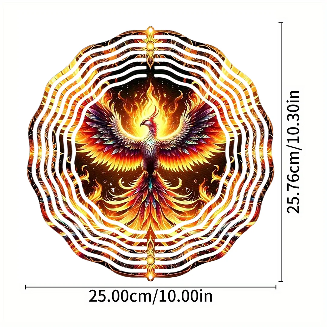 3D Hanging Wind Spinner 360 Degree Rotating 10-Inch Garden Wind Spinners Hanging Wind Catcher Art Gift for Home Garden Halloween Christmas (Phoenix)